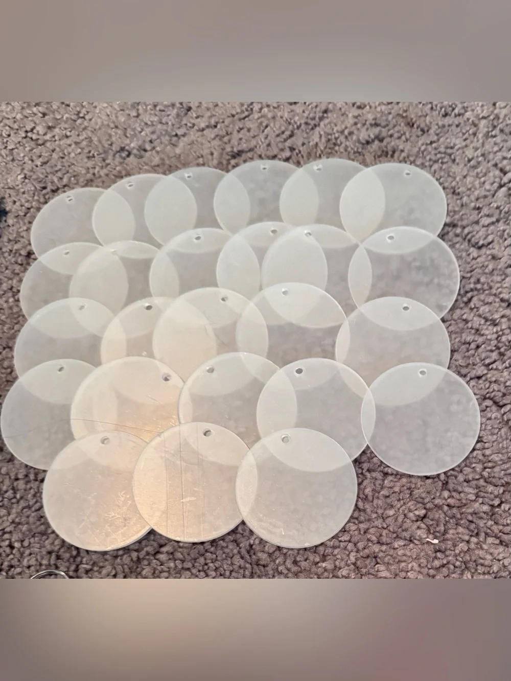 Blank White Acrylic Keychain Discs with Assorted Tassels - Unbranded